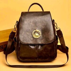 Brown Backpack Purse with Swan | $93 NWOT